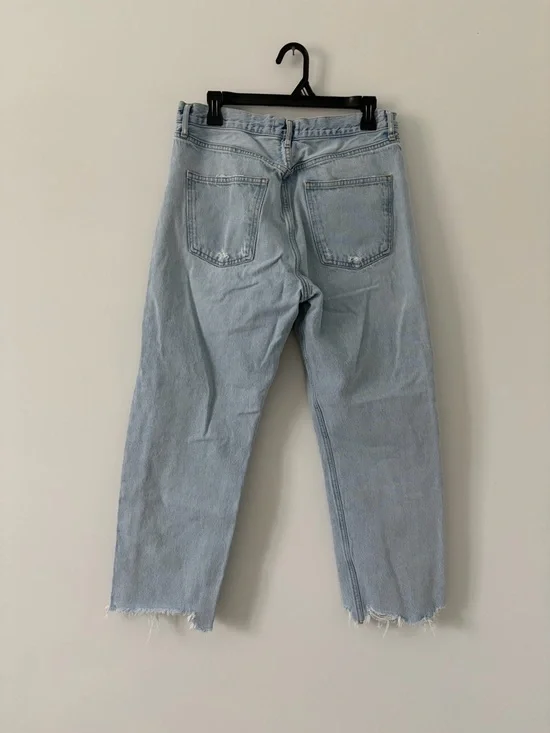 AGOLDE 90s High Rise Cropped Straight Jeans Nerve Light Wash Denim Raw Hem 28 - Picture 7 of 12